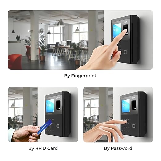 ANVIZ Time Clocks for Employees Small Business - CX2 Fingerprint Biometric Clock in and Out Machine - Forever Free Cloud Software, Black