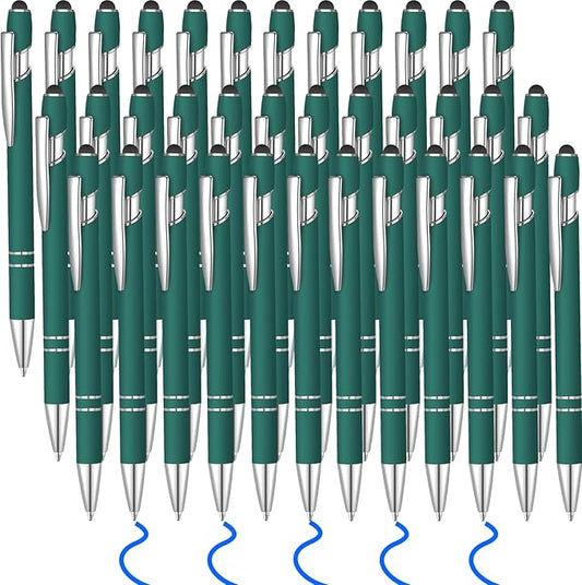 36 Pcs Blue Ink Ballpoint Pen with Stylus 2 in 1 Ballpoint Pen for Touch Screens School Office Coworkers (Green)