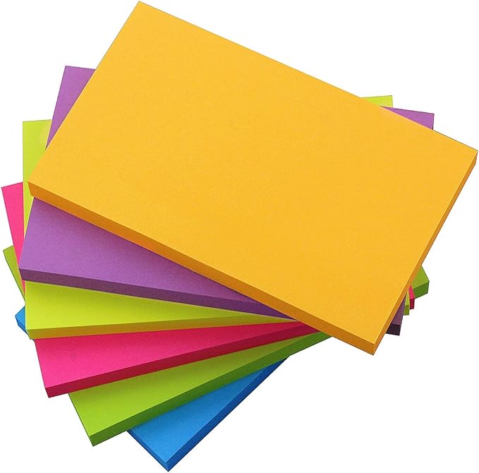 Sticky Notes 3x5, 6 Color Bright Colorful Sticky Pad, 6 Pads/Pack, 70 Sheets/Pad, Self-Sticky Note Pads