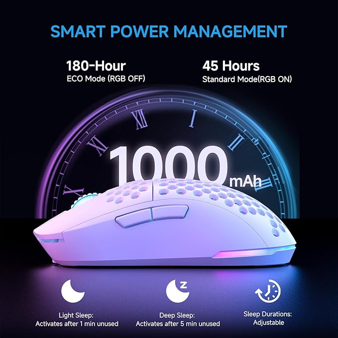 TMKB Wireless Mechanical Gaming Keyboard and Gaming Mouse, M1&T63, 24000DPI, RGB Backlit, 180Hrs Battery, 2.4G/BT5.2/USB-C Wired, Compact 63 Keys Anti-Ghosting-White