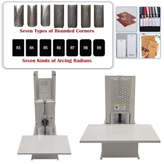 Electric Round Corner Cutter, Heavy Duty Fillet Paper Punch with Foot Pedal & Metal Protective Cover, R3-R9 Cutting Radius, Electric Corner Rounding Machine for PVC Name Card 1.97in Thickness