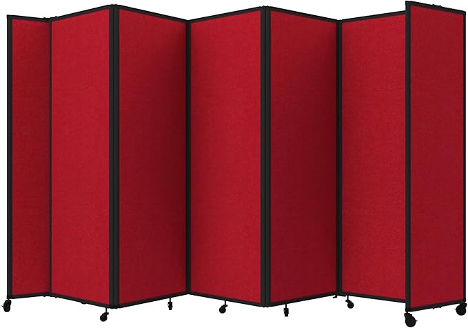 Versare Room Divider 360 Portable Wall Partition | Folding Panels | Large Freestanding Divider | Locking Wheels | Temporary Room Separator