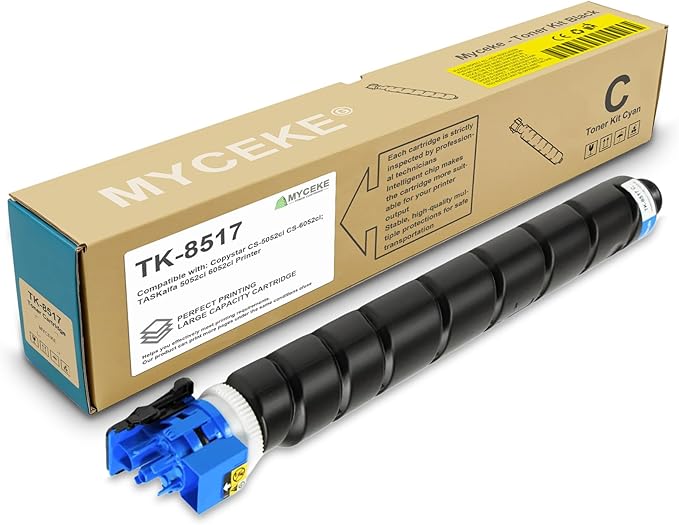 1 Pack Compatible TK8517 Cyan Toner Cartridge: Compatible TK8517C Toner Cartridge Replacement TK-8517C Toner for Kyocera Copystar CS-5052ci CS-6052ci TASKalfa 5052ci 6052ci Printer, Color 20500 Pages