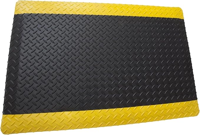 Rhino Mats, American Classic Diamond Anti-Fatigue Mats, Industrial Ergonomic Comfort Standing Mat for Work, Home, Garage, Office, Kitchen or Anywhere (Black/Yellow 9/16" Thick, 3 FT. x 10 FT.)