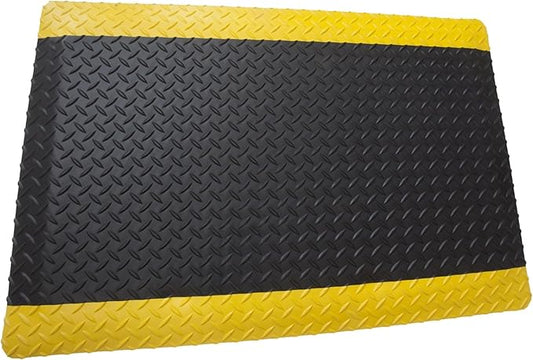 Rhino Mats, American Classic Diamond Anti-Fatigue Mats, Industrial Ergonomic Comfort Standing Mat for Work, Home, Garage, Office, Kitchen or Anywhere (Black/Yellow 9/16" Thick, 3 FT. x 16 FT.)
