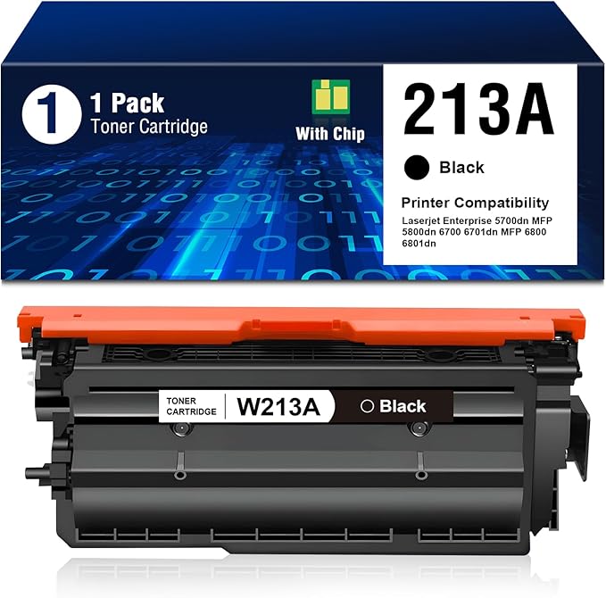 Compatible 213A W2130A Black Toner Cartridge Replacement for HP 213 A 213Y 213X W2130A Toner Work for 5700 6700 6701 MFP 5800 MFP 6800 MFP 6801 Printers (1-Pack, Black)