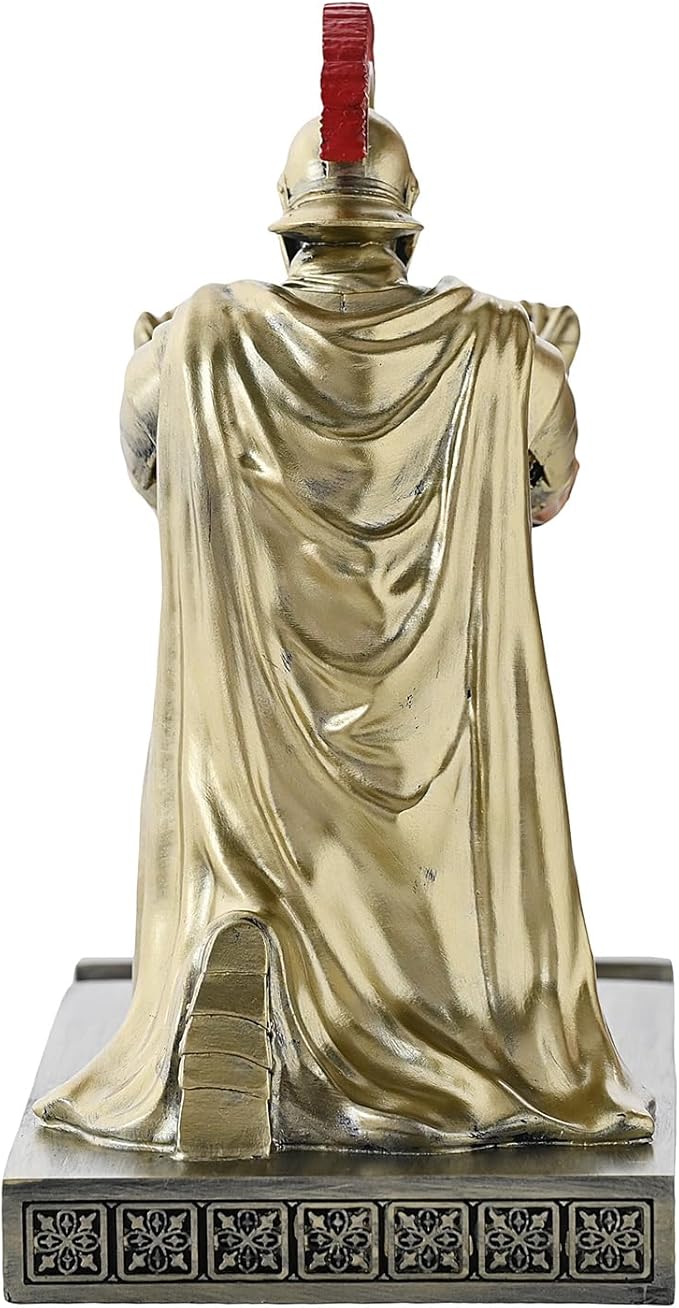 Roman Praetorian Prefect Warrior Knight Pen Holder Desk Ornament Resin Praetorian Guard Mobile Phone Stand Desk Accessories and Organizer for Office with a Letter Opener (Bronze)
