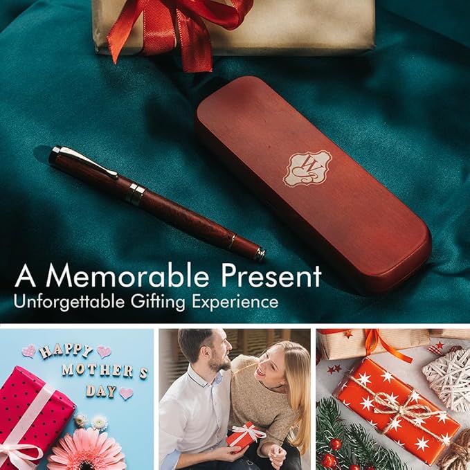 Wordsworth & Black Fountain Pen Set, Luxury Bamboo Wood - Medium Nib, Gift Case; Includes 6 Ink Cartridges, Ink Refill Converter -Journaling, Calligraphy; Drawing, Smooth Writing [Rosewood]