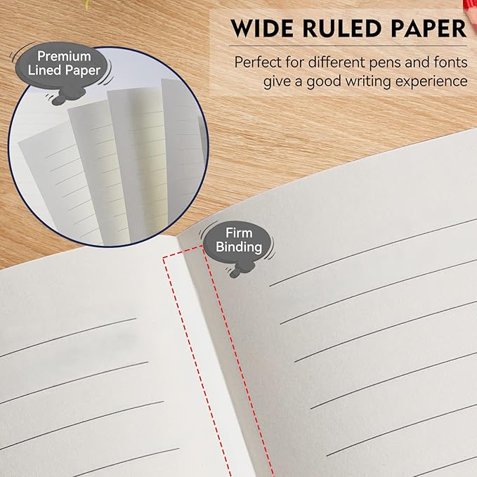 Lined Journal Notebook, 200 Pages, Leather Hardcover Notebooks, A5 College Ruled Thick Classic with Pen Loop Notebook Journals for Writing, for Women Men Office School, 5.75'' X 8.38'', Blue