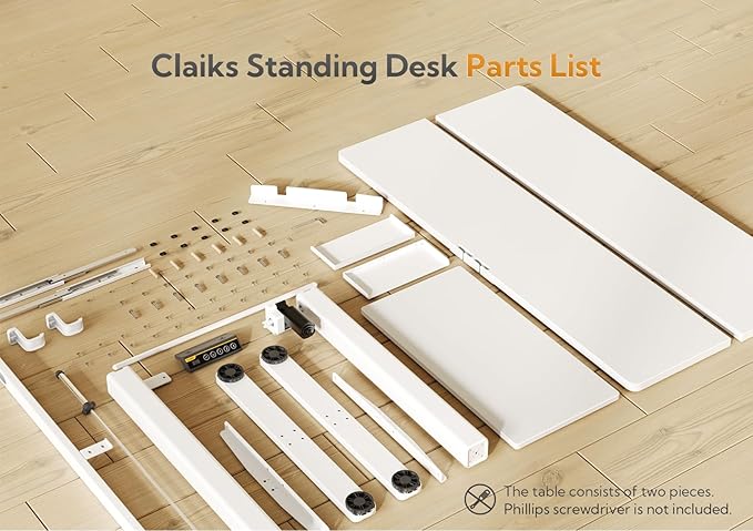 Claiks Standing Desk with Keyboard Tray, Electric Standing Desk Adjustable Height, 48x24 Inches Sit Stand up Desks with Splice Board, Raising Desks for Home Office, White