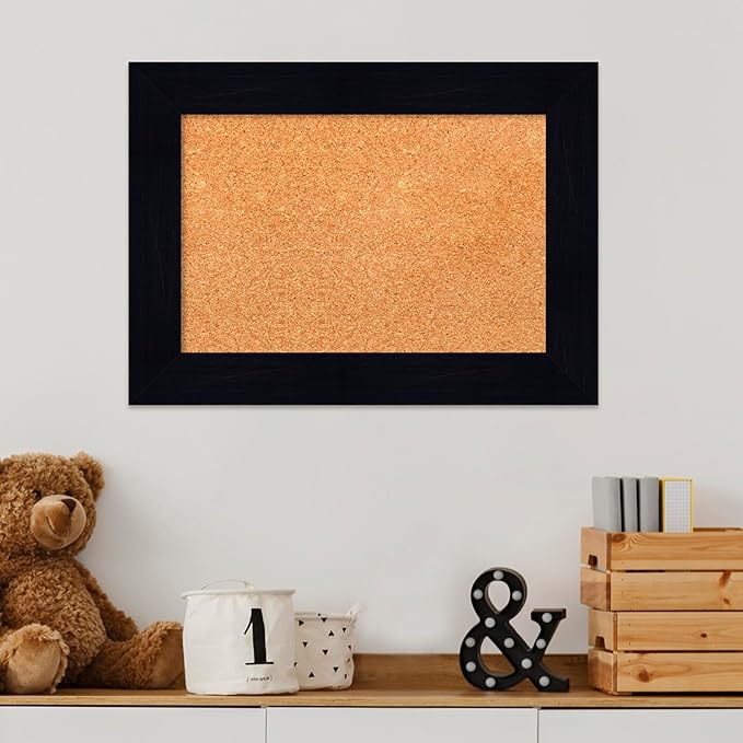 Amanti Art Natural Cork Board for Wall, 16x22 Vision Board with Blue Wood Frame, Small Corkboard Office Decor for Home Organization, Country Rustic Corkboard Pinboard to Display Items for Home