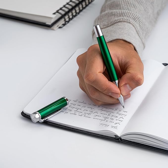 Luxury Rollerball Pen Set - Smooth Writing, Elegant Design, Quick-Drying, Refillable Liquid Ink, 2 Refills (Black, Blue), Ideal for Professionals, Students