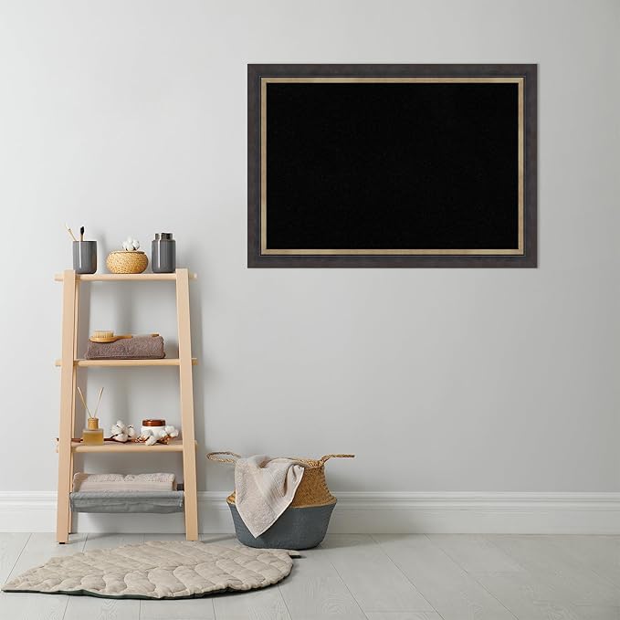 Amanti Art Black Cork Board for Wall, 29x41 Vision Board with Black Wood Frame, Large Corkboard Office Decor for Home Organization, Casual Corkboard Pinboard to Display Items for Home Organization in