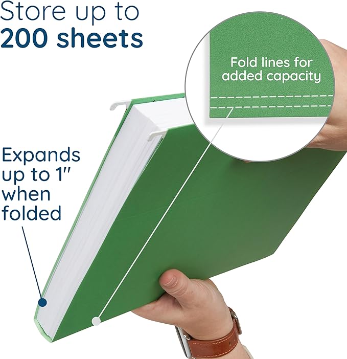 Blue Summit Supplies 25 Colored Hanging File Folders Letter Size with Tabs, Colored File Folders Hanging, Assorted Colors, Reinforced for Office Filing and Organization