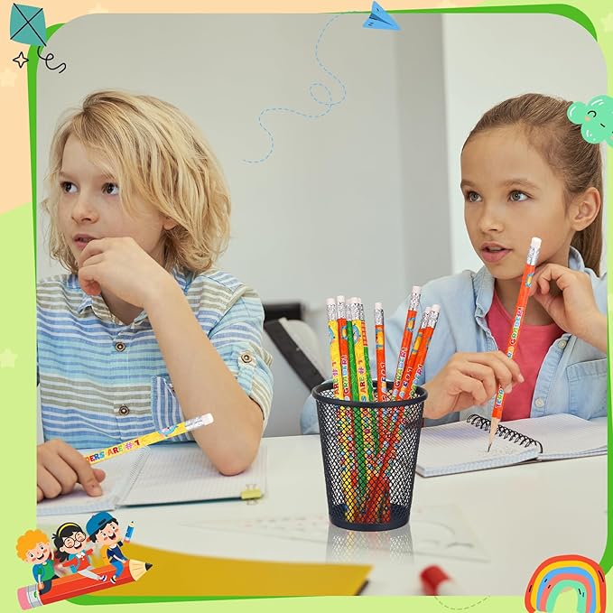 Tenceur 48 Pcs 3rd Graders Pencils, 3 Motivational Cute Pencils Bulk with Erasers for Kids Student Teacher Classroom Reward Back to School Supplies