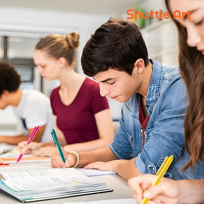 Shuttle Art Colored Retractable Gel Pens, 24 Bright Ink Colors, Cute Pens 0.7mm Fine Point Quick Drying for Writing Drawing Journaling Note Taking School Office Home