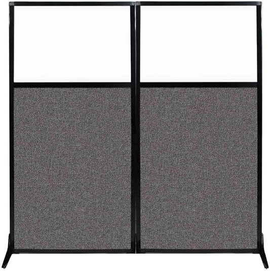 Versare Workstation Partition | Portable Wall Divider | Modern Office Cubicle | Free Standing Privacy Screen | Flexible Work Space | 66" x 70" W/Window, Charcoal Gray Fabric Panels