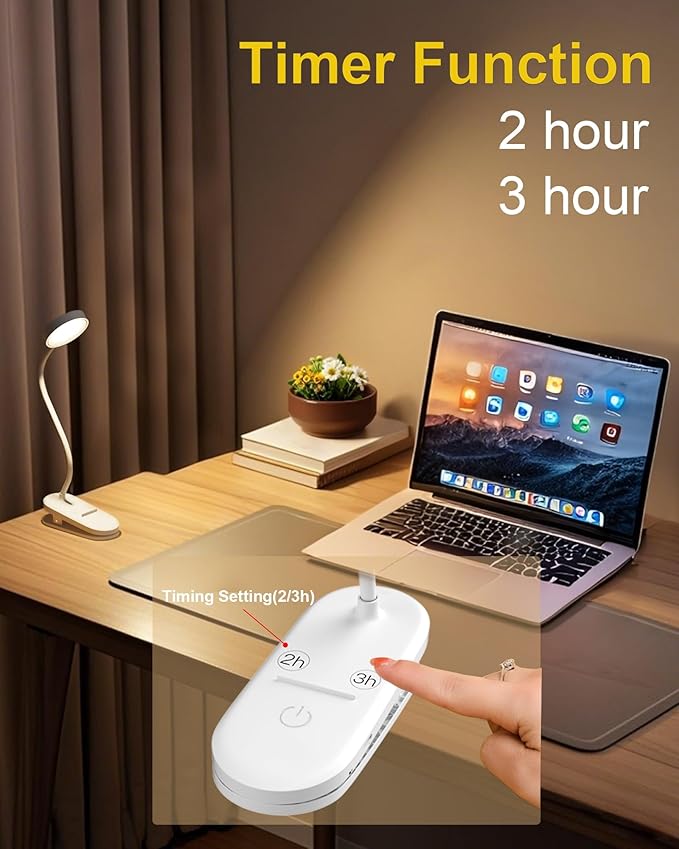 SZOKLED Red Light Reading Lights for Books in Bed, Clip on Lamp with Timer & Dimmable, Rechargeable Eye Care Night Light for Bedroom, Desk, Laptop, Headboard