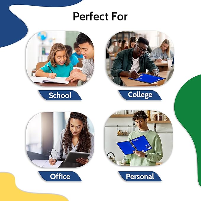 EPI Spiral Notebook | Wide - 70 Sheets, Durable Spiral Binding | 10.5 x 8 in | Classroom Supplies | School, Office, Note Taking, Journaling - 6 Pack