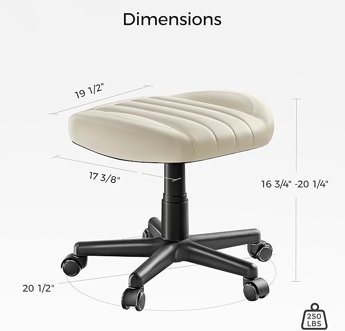 EUREKA ERGONOMIC Multi-Use Foot Stool, Height Adjustable Footrest Stool with Wheels, 360°Swivel Leg Rest Rolling Chair, Rest Ottoman Under Desk for Home Office,Beige