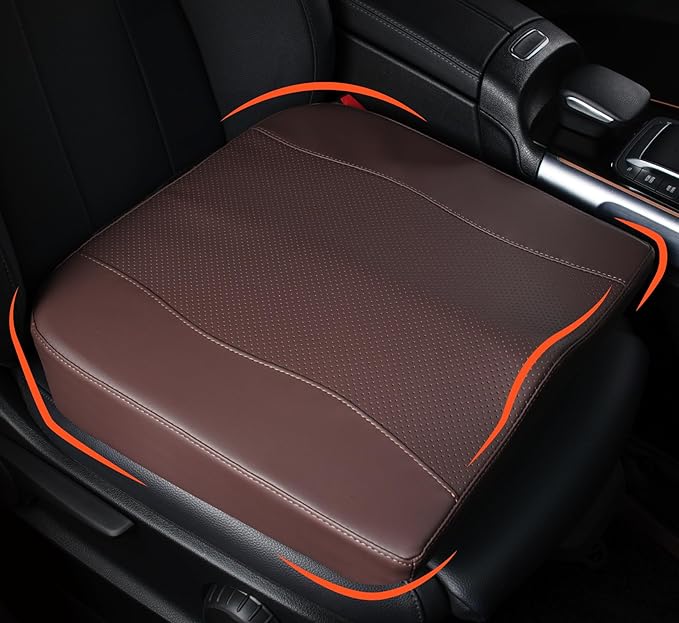 Car Seat Cushion, Comfort Memory Foam Car Cushions for Driving - Sciatica & Lower Back Pain Relief, Driver Seat Pillow for Auto, Office Chair, Wheelchair - Classic Brown