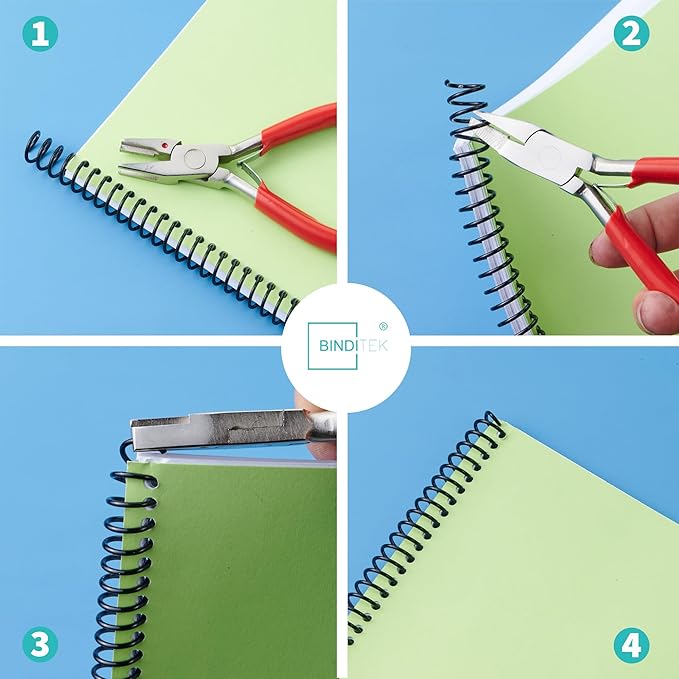 Binditek 50 Pack Plastic Spiral Binding Coils, 30mm (1-3/16"), 260 Sheet Capacity, 4:1 Pitch, Black, 48 Loops, for Letter Size, for Students and Coworkers