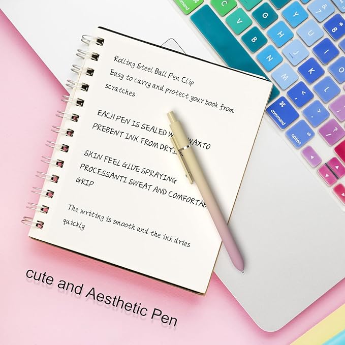 Gel Pens, 0.7mm Fine Point Black Cute Pens, smooth writing pens, High-End Series nice pens for Journaling Note Taking,Girl Birthday present,cute pens for women(10 Pcs Gradient-Black Ink)