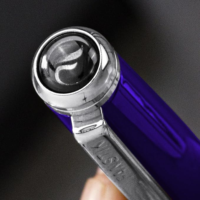 Blue Luxury fountain pen (Made In USA) fancy gift set for women, Chrome Finish, Professional executive pen gift set for men (Lux fountain Blue)