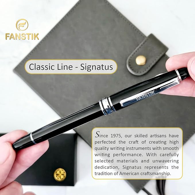 Customized RollerBall pen with name (MADE IN USA), stainless steel, black and silver, luxury engraved pen personalized for men and for women. (RollerBall Black-Silver)