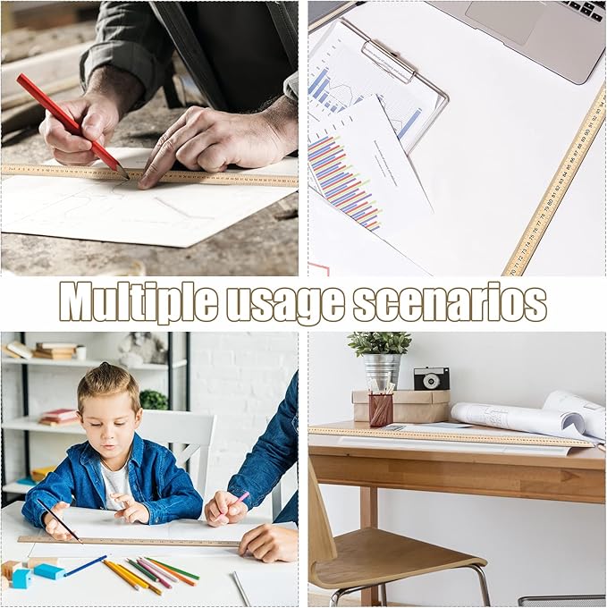 Treela 36 Pack 39 Inches Meter Stick Wood Ruler Economy Yard Stick Double Sided Heavy Duty Thick Meter for School Classroom Home Office Kids Clothing Measuring