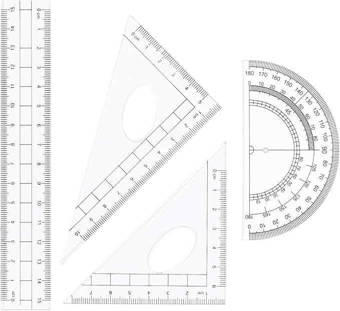 Math Geometry Kit Sets 10 Piece Student Supplies with Shatterproof Storage Box,Includes Rulers,Protractor,Compass,Eraser,Pencil Sharpener,Lead Refills,Pencil,for Drafting and Drawings（Blue）