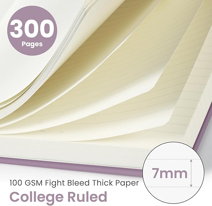 Lined Spiral Notebook Journal for Work, 300 Pages Thick B5 (7.1"x10") College Ruled Journal for Women & Writing, Hardcover Notebook for Note Taking, Perfect for Office Home School Supplies, Purple