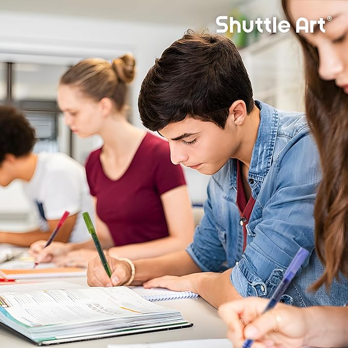 Shuttle Art Liquid Ink Rollerball Pens, 15 Colors (10 Bright + 5 Vintage) Quick Drying 0.5mm Extra Fine Point Long Lasting for Writing Journaling Taking Notes Doodling School Office Home