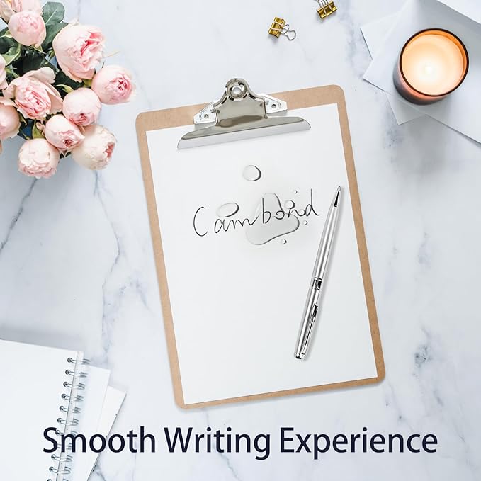 Cambond Ballpoint Pens Bulk Pens - Sliver Metal Pen Nice Luxury Pens for Men Business Office Police Comfortable Writing Twist Retractable 1.0 mm Medium Point Nice Pen, 5 Pack (Silver)