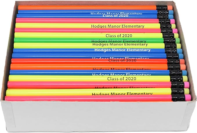 Pencil Guy Imprinted Neon Round Pencils- 500 per box - Assorted Colors