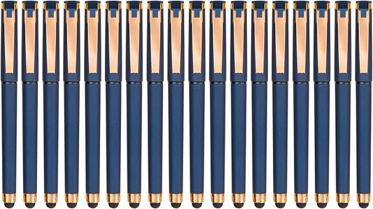 Linbsunne Black Gel Pens 0.7mm Medium Point Pen Office Pens 2-in-1 Stylus Pens for Touch Screens Gel Ink Rollerball Pens for Writing (18 Pack-blue)