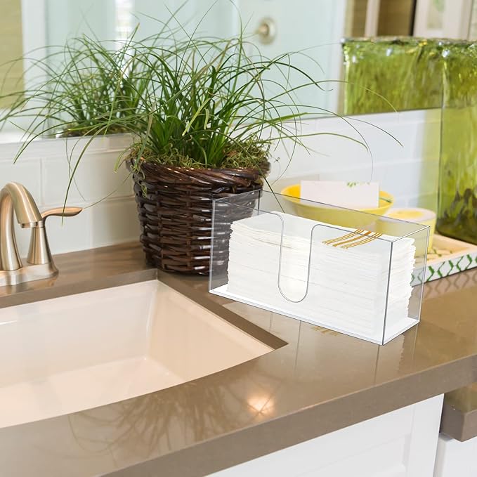 Mumufy 2 Pcs Fold Paper Towel Dispenser Countertop Napkins Dispenser Napkin Holder Multifold Disposable Acrylic Paper Towel Dispenser for Z or C Fold (Clear)