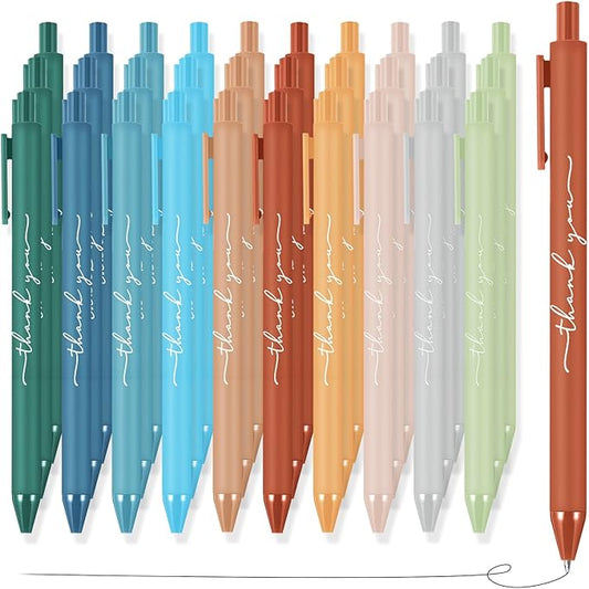 50pcs Thank You Pens Bulk Cute Multicolor Ballpoint Pen for Men Women Server Accessories Employee Holiday Appreciation Gifts for Teacher Office Back to School Party Favor (Morandi)