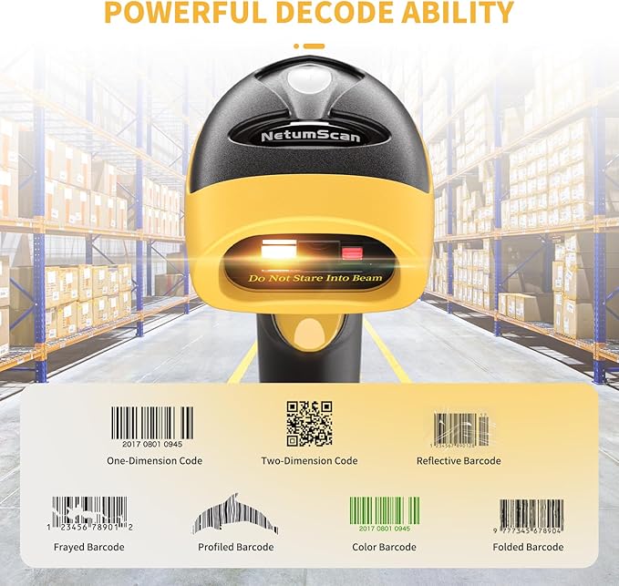NetumScan Bluetooth QR Barcode Scanner, 3 in 1 Automatic Wireless 1D 2D Barcode Reader USB Image Code Scanner for Store, Warehouse POS, Computer, Tablet, iPad, iPhone, Android