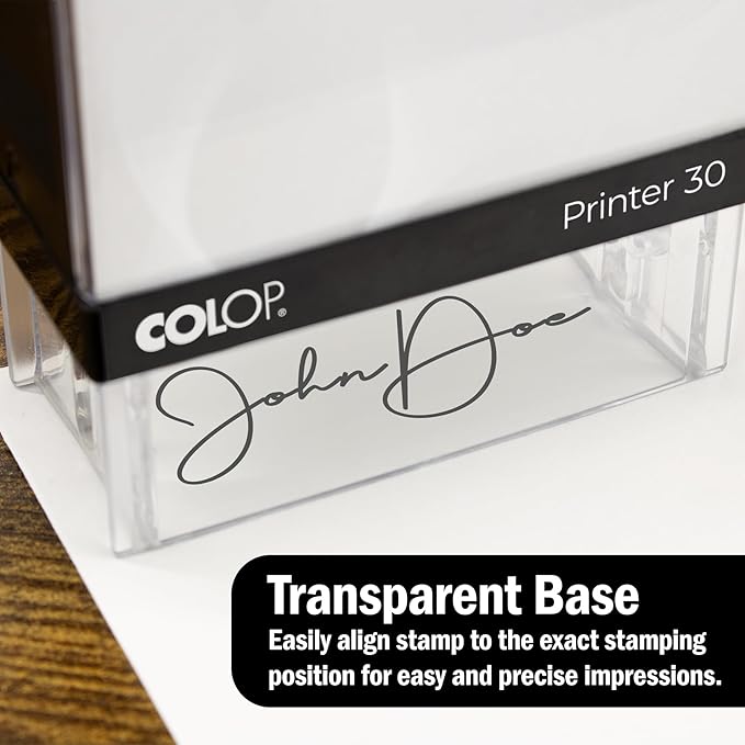 COLOP Medium Size Self Inking Custom Signature Stamp - Choose from 15 Ink Colors