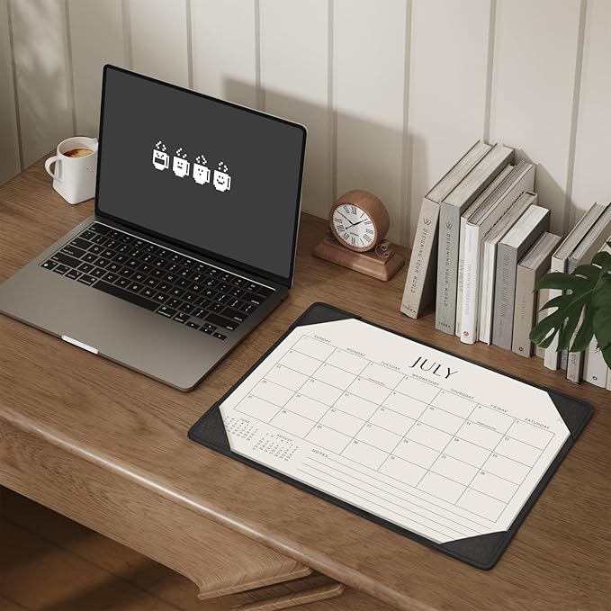 Jotsome Desk Calendar 2025-2026 with Desktop Mat, Academic Desk Pad Calendar From July 2025 to December 2026 14x10.5 inch, Desk Blotter Calendar for Home Office and School, Easy Planning, Black