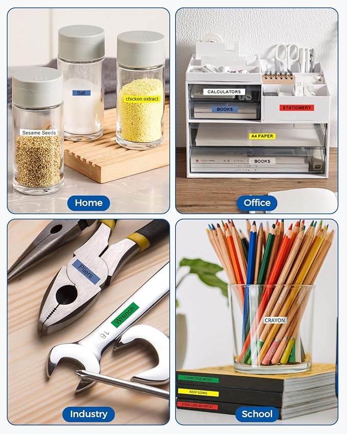 Unismar 6-Pack Compatible for Brother P Touch TZe-231 B31 431 531 631 731 TZe TZ Tape 12mm 0.47 Laminated Flu.Orange/White/Red/Blue/Yellow/Green for Ptouch PT-D220 D210 D400 D410 PTH110 Label Maker