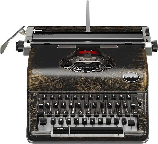 Maplefield Vintage Manual Typewriter - Bronze, Fits Standard 8 x 11 in Sheets - Antique-Style Functional Retro Portable Design & Easy Setup for Home & Office Decor