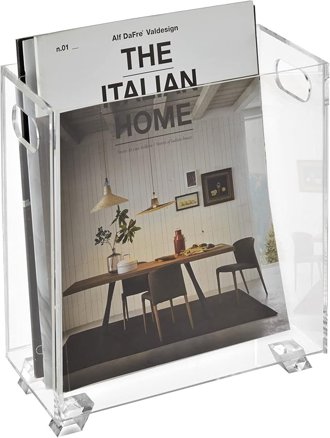 Stock Your Home Acrylic Magazine Holder - Crystal Clear Holder - Shatterproof - Open Top - Space Saver - For Magazines, Publications, Office Desk, Reception, Waiting Room