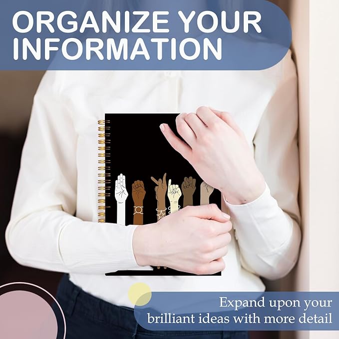 SNNDER Inspirational Diversity Multicultural Notebook Journal, Be Kind American Sign Language ASL Journal, Back to School Gifts, African American Gifts Hardcover Spiral Notebooks 5.5x8.3 Inch