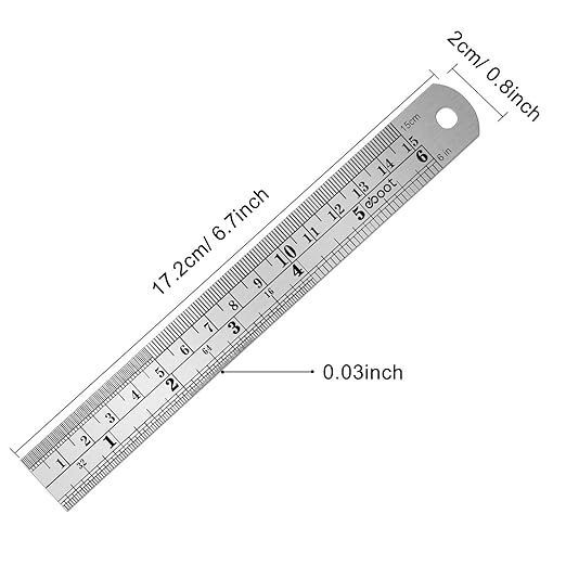 Stainless 2 Pack Steel Ruler 6 Inch Metal Rule Kit with Conversion TableC