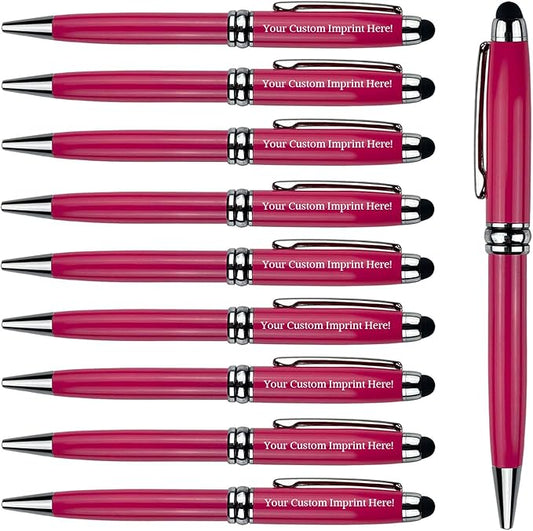 Ancolo Custom Luxury Office BallPens with Stylus Tip Medium Point - Nice writing Pens - Engraved with Your Name Slogan, Perfect for Men and Women Girls boys 10 Pens/Box