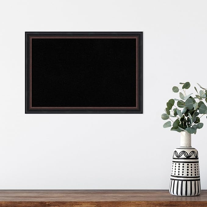 Amanti Art Black Cork Board for Wall, 14x20 Vision Board with Black Wood Frame, Small Corkboard Office Decor for Home Organization, Casual Corkboard Pinboard to Display Items for Home Organization in