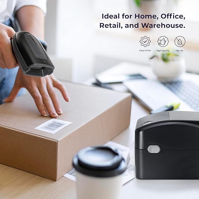 Volcora Thermal Label Printer with Ethernet/USB - Desktop 4x6 Shipping Label Printer, Compatible with Windows, Linux, Mac - Ideal for Small Business, Inkless Printer for Shipping Packages (Black)