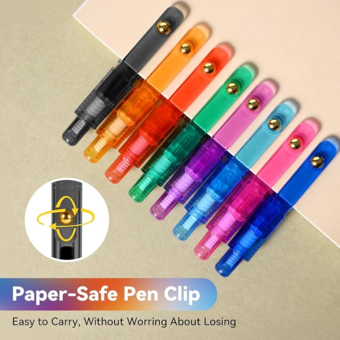 Gel Pens, 8 Pcs 0.5mm Black Ink Fine Point Smooth Writing Pens with 8 Refills, Quick Dry, Retractable Gel Ink Pens, Fun Pens for Teacher, Office, School, Gifts for Women and Men